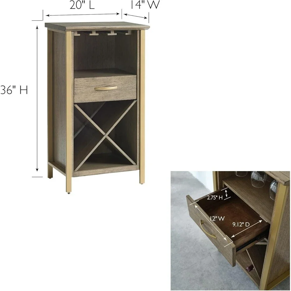 Leick Home 9500-DN Leah Mini Bar Cabinet for Stemware and Bottle Storage,